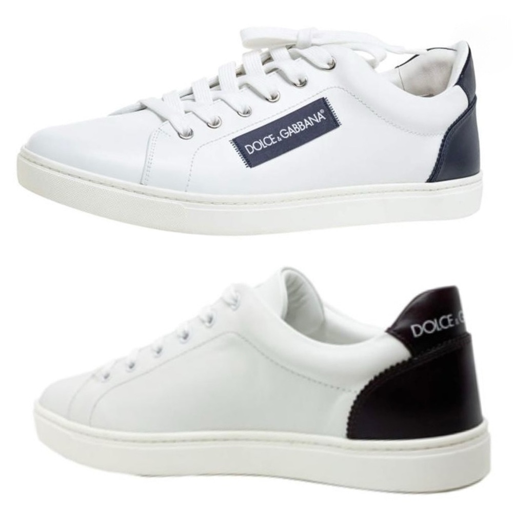 DOLCE & GABBANA Logo White Black Leather Low Top Sneakers Portofino Sneakers - Picture 3 of 16